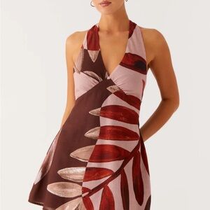 Peppermayo Exclusive
Heavy Hearted Linen Mini Dress - Cinnamon Palm